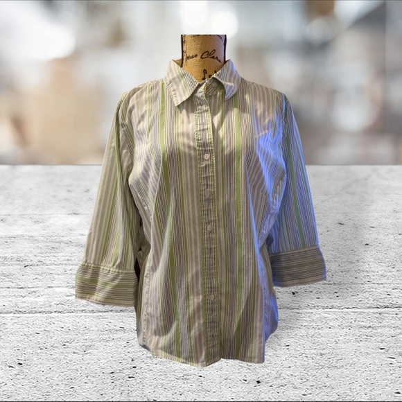 George women's plus stretch button down shirt 16W - Picture 9 of 13